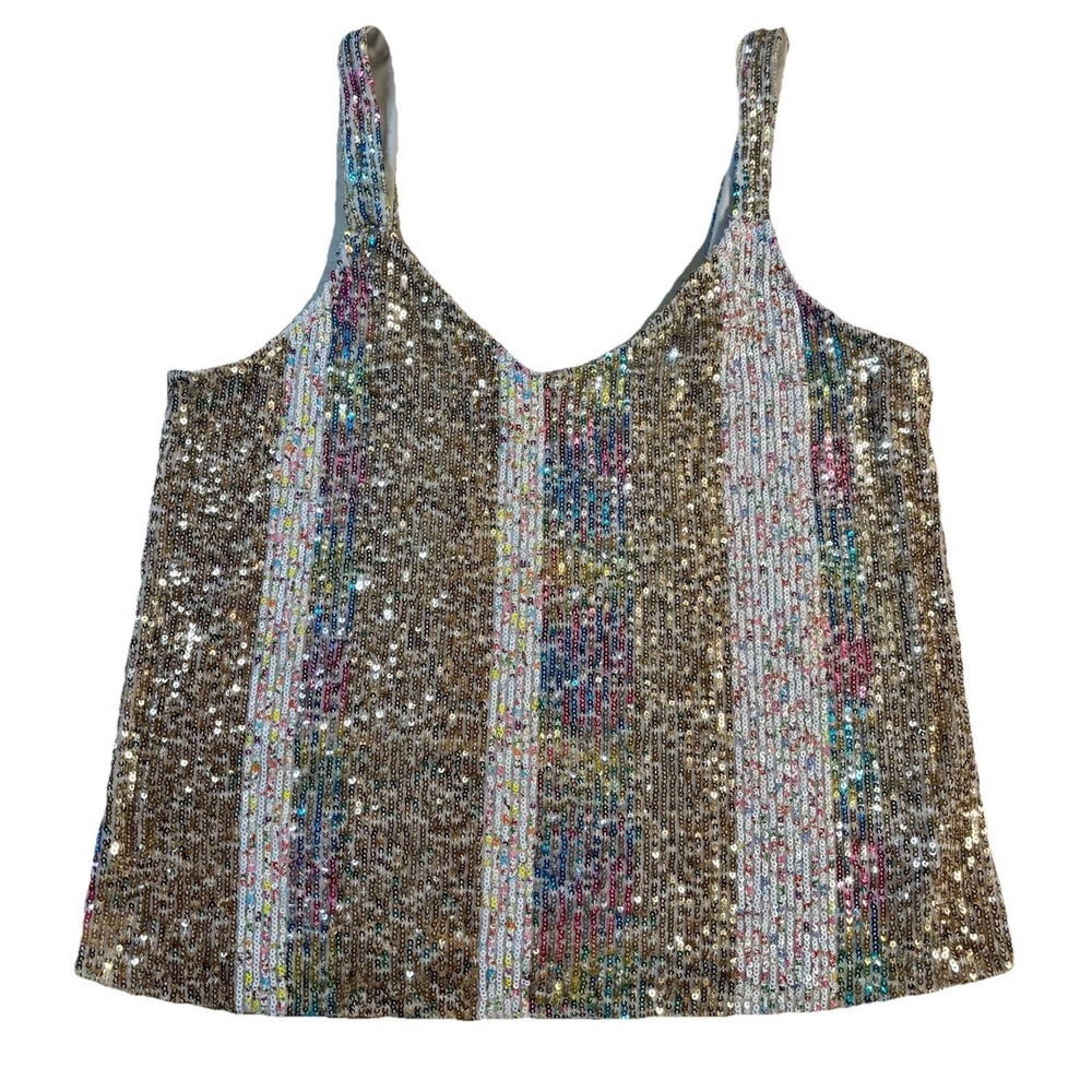 Alter'd State Sequin Rainbow Tank Top Size Small -Stretchy